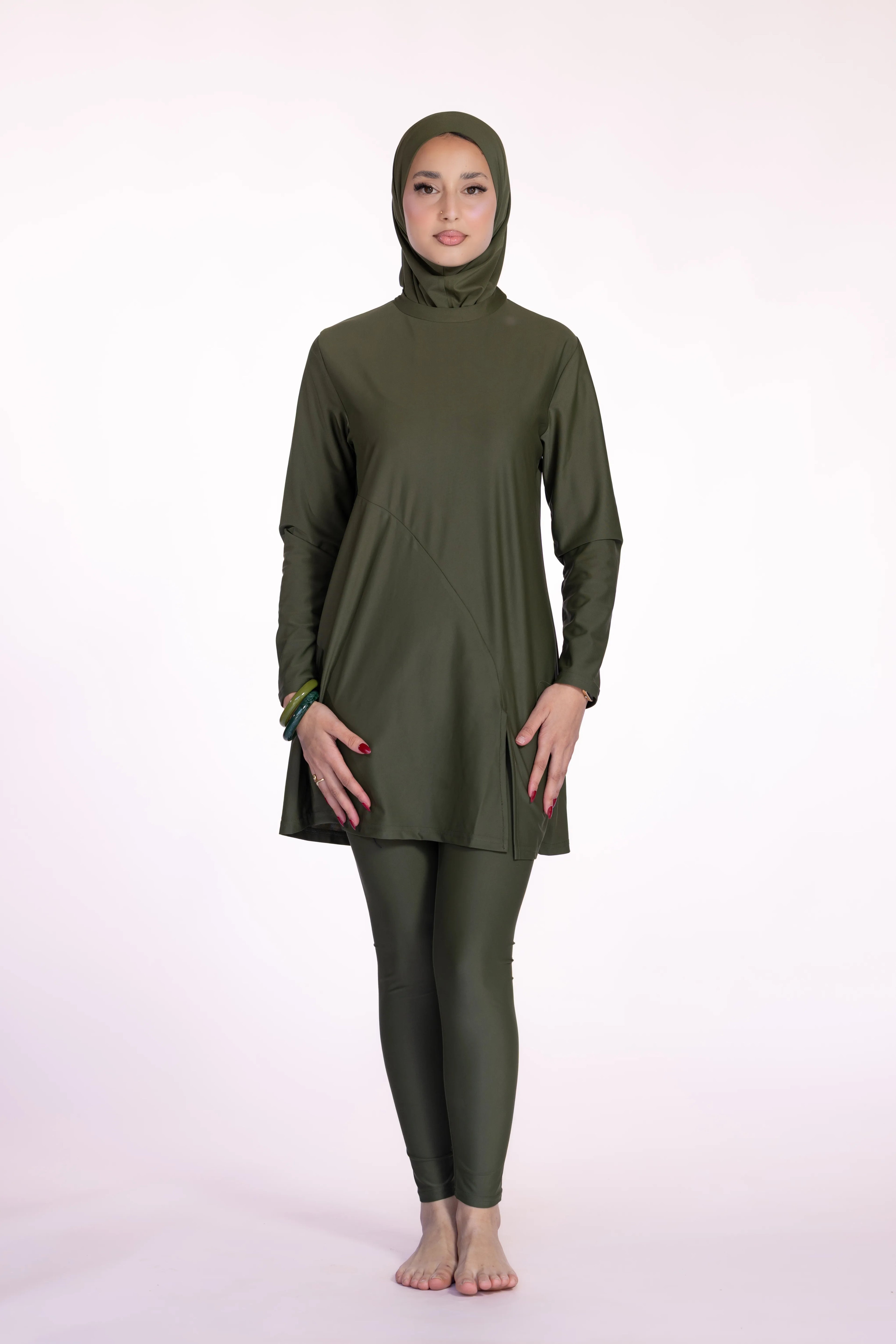 3-piece Burkini Set in Olive Green | Davincci