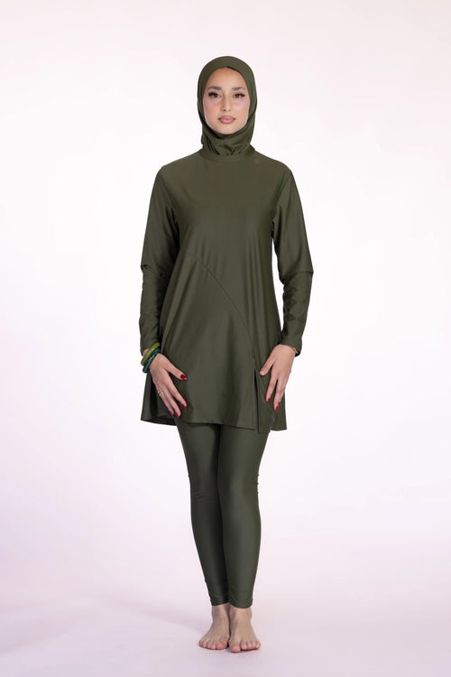 3-piece Burkini Set in Olive Green | Davincci