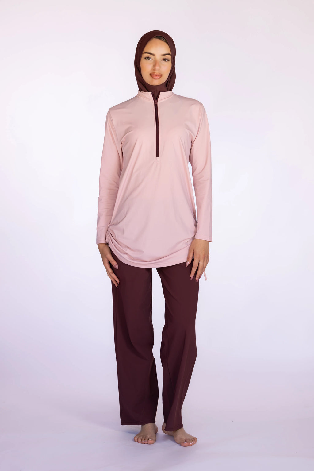 3-piece Burkini Set Zipper in Blush Pink | Davincci