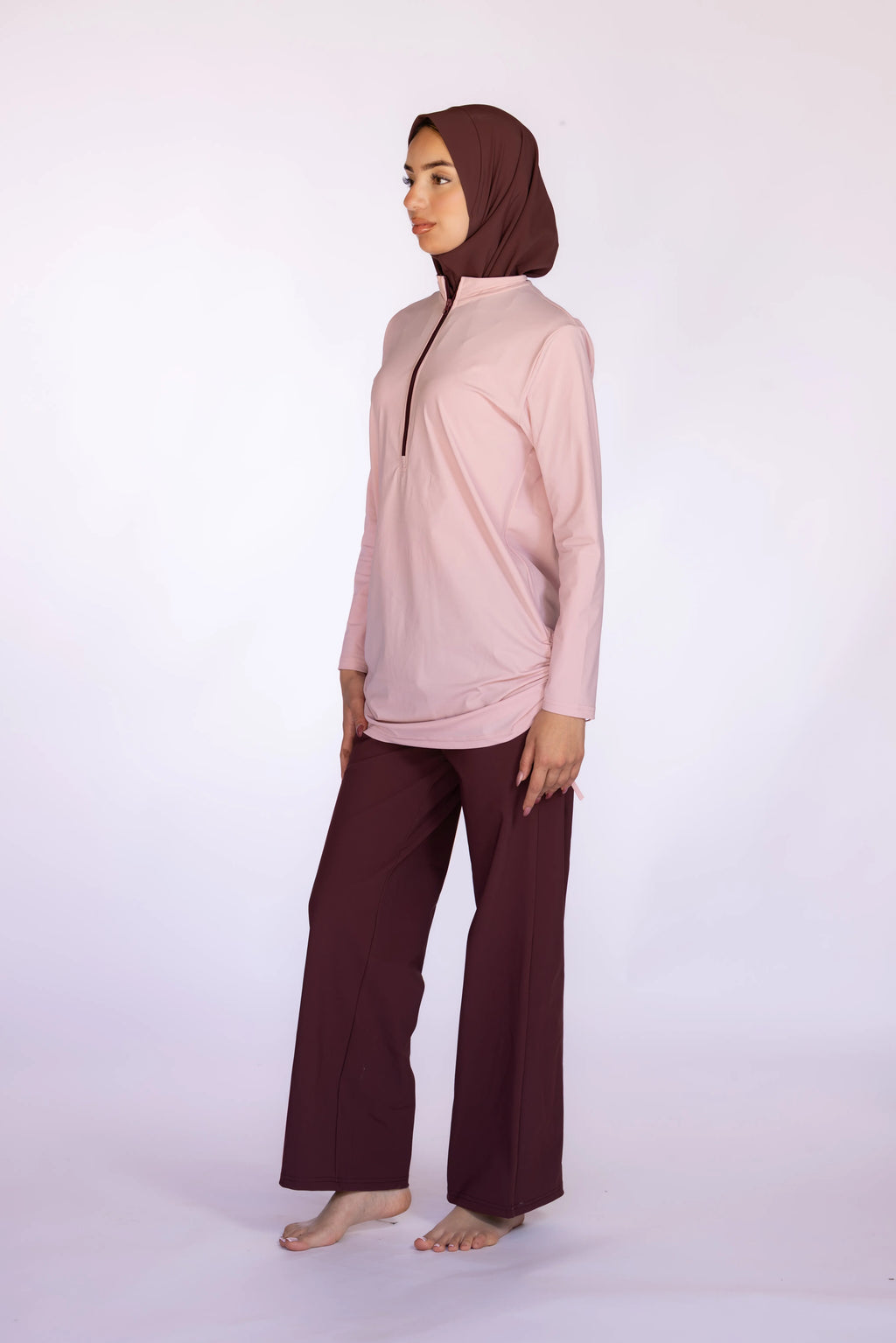 3-piece Burkini Set Zipper in Blush Pink | Davincci