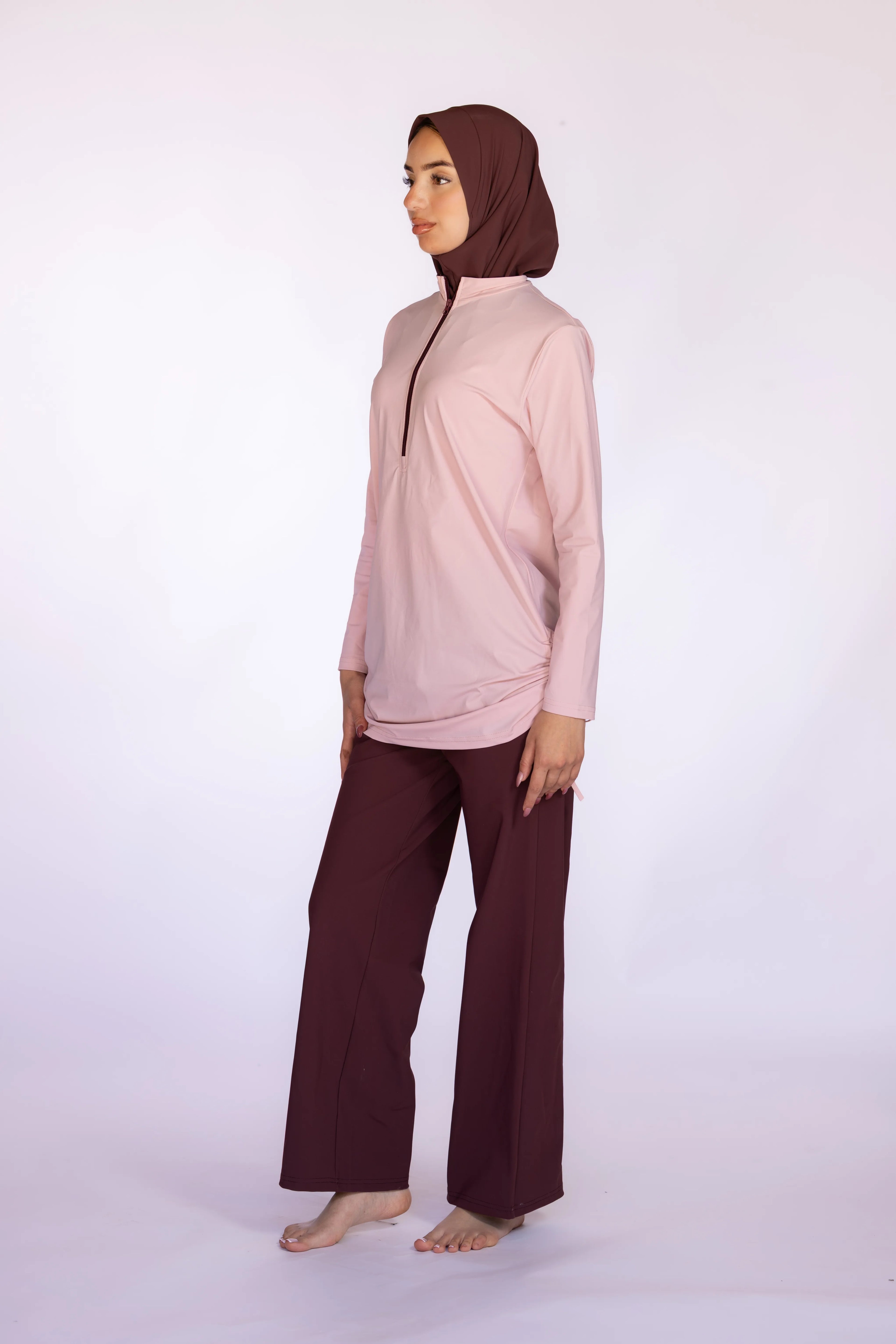 3-piece Burkini Set Zipper in Blush Pink | Davincci