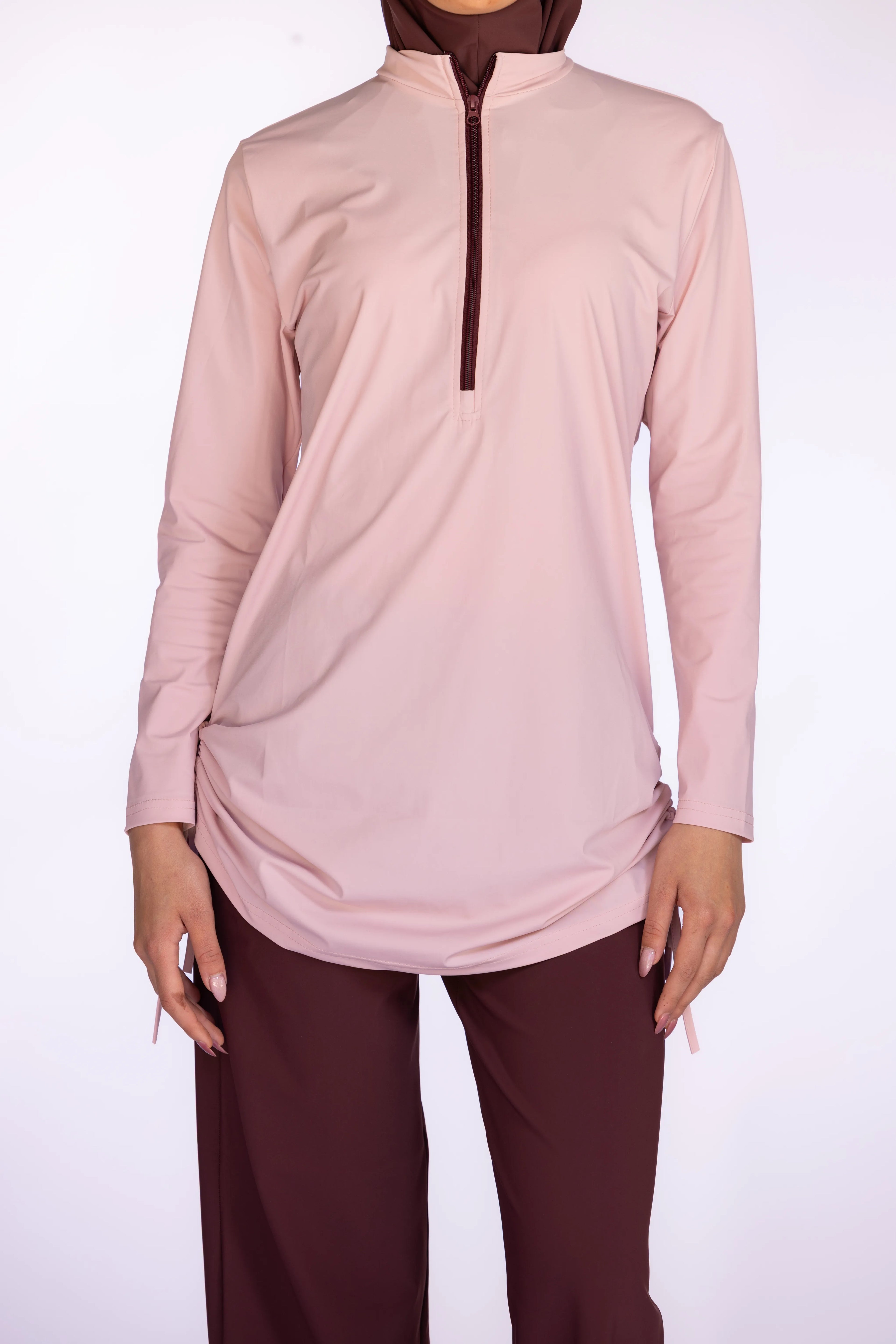3-piece Burkini Set Zipper in Blush Pink | Davincci