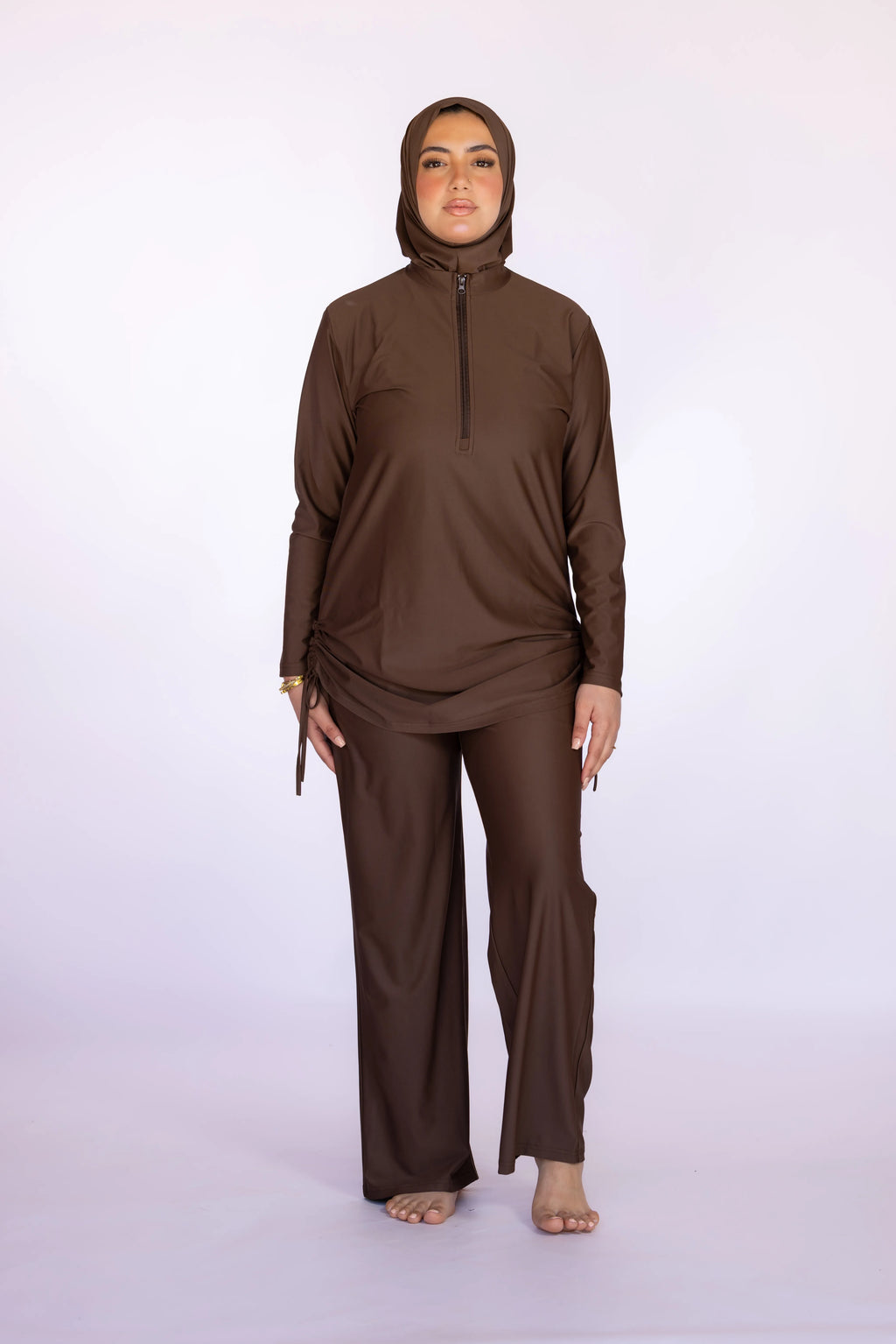 3-piece Burkini Set Zipper in Brown | Davincci