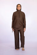 3-piece Burkini Set Zipper in Brown | Davincci