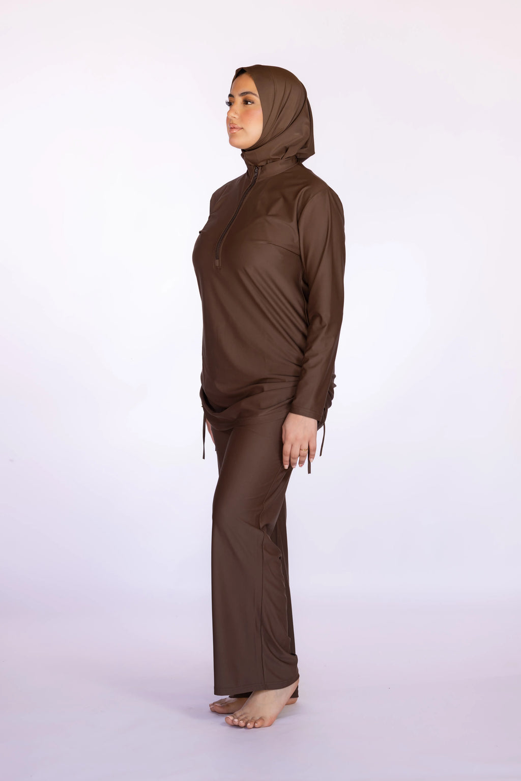3-piece Burkini Set Zipper in Brown | Davincci